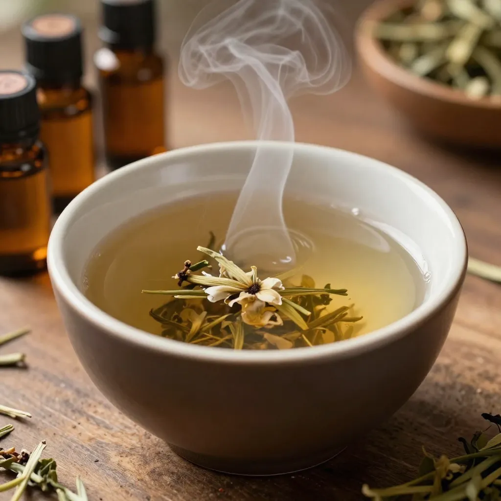 Aromatherapy routine setup with timer and essential oils